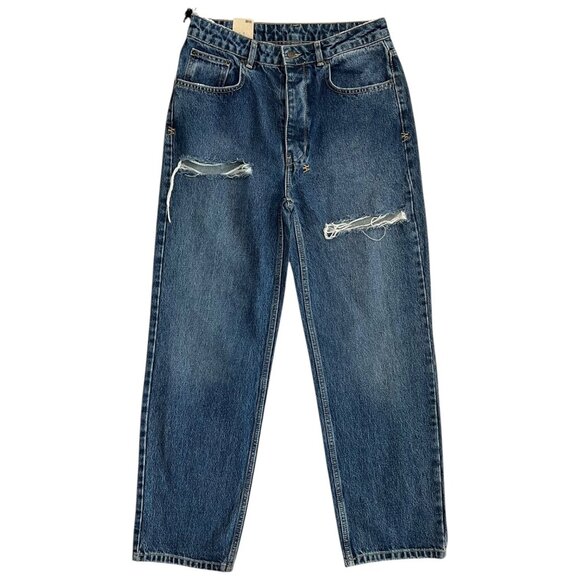 Ksubi Womens Brooklyn Mid-High Rise Relaxed Straight Jean  Size 30 Distressed - Picture 1 of 15